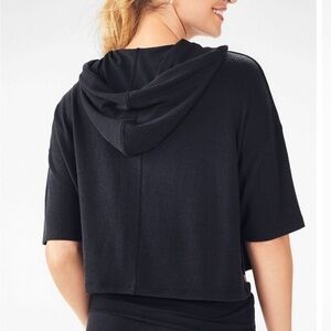 UEC FABLETICS Ashley Short-Sleeve Tee Hoodie BLACK SZ S